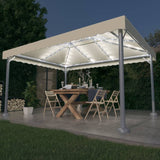 ZNTS Gazebo with LED String Lights 400x300 cm Cream Aluminium 3070351