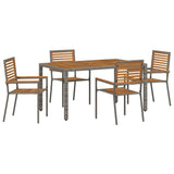 Garden Dining Set 5 pcs Grey and Brown Poly Rattan 3365439