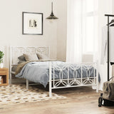 Metal Bed Frame without Mattress with Footboard White 100x200cm 376190
