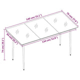 Garden Dining Table Black 140x70x74 cm Steel and Glass 318750