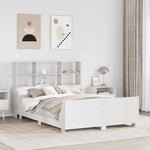 ZNTS Bookcase Bed without Mattress White 150x200 cm King Size Solid Wood 3323804