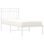 Metal Bed Frame without Mattress with Headboard White 75x190cm 373730