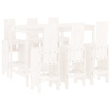 Garden Bar Set White Solid Pine Wood Seats 6 Footrest 3157782