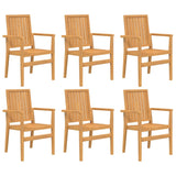 Stackable Garden Chairs 6 pcs 56.5x57.5x91 cm Solid Wood Teak 3157902