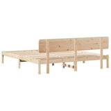 Bed Frame with Headboard Natural 180 x 200 cm Solid Pine Wood 872095