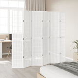 Room Divider 6 Panels White Solid Wood Paulownia 358795