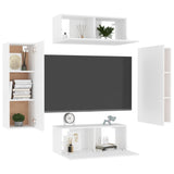4 Piece TV Cabinet Set White Engineered Wood 3078666