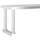 Kitchen Work Table with Overshelf 120x60x115 cm Stainless Steel 3155991