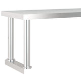 Kitchen Work Table with Overshelf 120x60x115 cm Stainless Steel 3155991