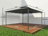 3 x 3 m Gazebo, Garden Gazebo with 2-Tier Roof, Metal Frame, Dark Grey T3398P554339