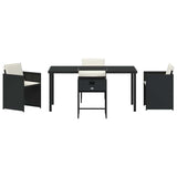 Garden Dining Set with Cushion 5 pcs Black Poly Rattan 3379974