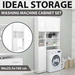 ZNTS Washing Machine Cabinet Set High Gloss White Engineered Wood 3055642