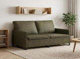 2 Seater Sofa Army Green 130 x 81 x 82 cm Faux Suede Fabric 42040994