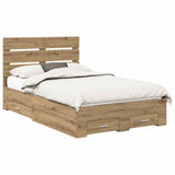 Bed Frame with Drawer Artisan Oak 135 x 190 cm Engineered Wood 3411987