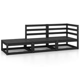 3 Piece Garden Lounge Set Black Solid Pinewood 3075473