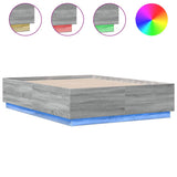 Bed Frame with LED without Mattress Grey Sonoma 135x190 cm Double 3209651
