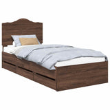 Bed Frame with Drawer Brown Oak 100 x 200 cm Engineer Wood 3413449