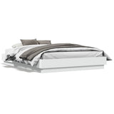 Bed Frame White Engineered Wood, Plywood Double Sturdy 3209870