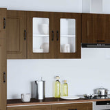 Kitchen Wall Cabinet with Glass Door Kalmar Brown Oak Engineered Wood 853614