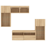 5 Piece TV Wall Units with LED Sonoma Oak Engineered Wood 3216727