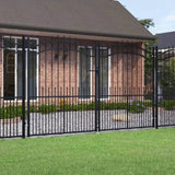 ZNTS Fence Gate with Spear Top Black 305x223 cm Powder-coated Steel 151098