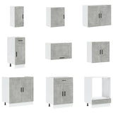 14 Piece Kitchen Cabinet Set Porto Concrete Grey Engineered Wood 3314995