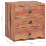 Bedside Cabinet with 3 Drawers 35x25x35 cm Solid Mahogany Wood 283938