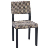 Dining Chair 2 pcs Kubu Rattan Black Wash 46 x 55 x 84 cm 42012425