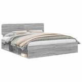 Bed Frame Grey Sonoma 200 x 200 cm Solid Pine Wood 3412038