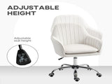 Velvet-Feel Office Chair with Adjustable Height and Wheels - Cream White T3398P424983