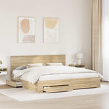 Bed Frame with Drawer Sonoma Oak 200 x 200 cm Engineered Wood 3410856