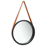 Wall Mirror with Strap 50 cm Black 320367
