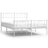 Metal Bed Frame without Mattress with Footboard White 140x190cm 355530