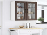 Wall Glass Cabinet LUCCA 2 pcs Brown Oak 40 x 31 x 80 cm 885000