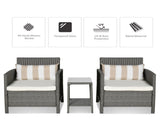 3 Pieces Rattan Bistro, Wicker Garden Furniture, Glass Top 2-tier Coffee Table and Chairs T3398P315985