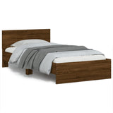 Bed Frame without Mattress with Headboard Brown Oak 100x200 cm 838623
