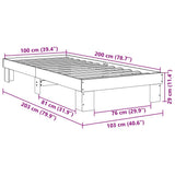 Bed Frame without Mattress 100x200 cm Solid Wood Oak 851949