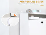 Narrow Shoe Cabinet with 3 Flip Doors, 14-18 Pairs Shoe Cupboard with Open Shelf for Slim Hallway T3398P342239