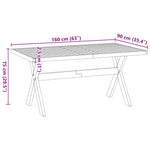 ZNTS Dining Table NOAIN X-Shaped Legs 160x90x75 cm Solid Wood Pine 4100043