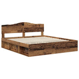 Bed Frame with Headboard Old Wood 200 x 200 cm Solid Pine Wood 3412860