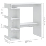 ZNTS Bar Table with Storage Rack High Gloss White 100x50x101.5 cm 809455