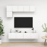 5 Piece TV Cabinet Set White Engineered Wood 3078693