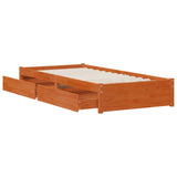 Bed Frame with Drawer with Storage 3 pcs Wax Brown Pine Wood 3423812