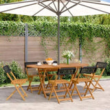 Garden Chair Set of 6 Black Solid Acacia wood, Poly Rattan Medium 3214593