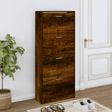 Shoe Cabinet Smoked Oak 63x24x147 cm Engineered Wood 342547