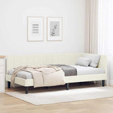 Corner Bed Frame with Headboard Cream 100 cm x 200 cm Velvet 42016365