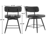 2 Pcs Black PU Swivel Bar Stools with Button-Tufted Backrest and Metal Legs 86805755
