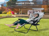 Zero Gravity Lounger Chair, Folding Reclining Patio Chair with Shade Cover, Padded Seat, Cup Holder, T3398P323989