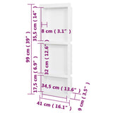Shower Niche with 3 Compartments High Gloss White 41x99x9 cm 151399