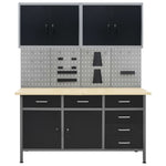 Workbench with Four Wall Panels and Two Cabinets 3053435